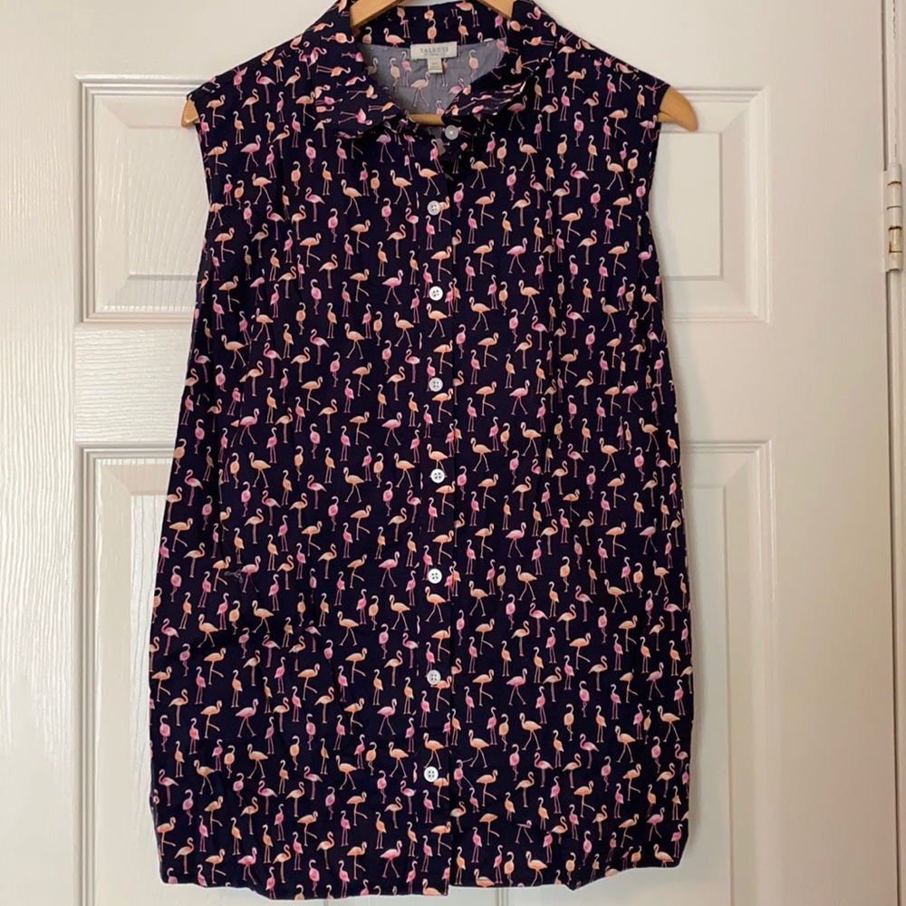 Talbots Woman Sleeveless Flamingo Print Shirt
